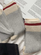 Contrast Striped Thick Needle Socks for Men and Women