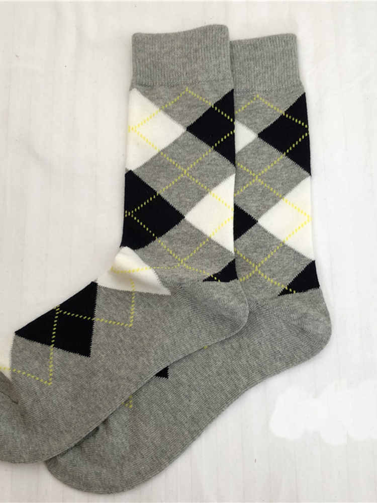 Rhombus Plaid Casual Men's Socks