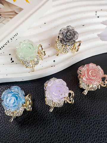 Glitter Alloy Flower Hairpin