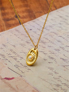 Vintage Gold Oval Pendant Necklace