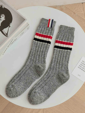 Black White and Grey Women's Mid-length Socks