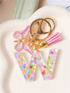 Butterfly Fringe Letter Key Chain