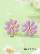 Daisy Titanium Steel Earrings Colorful Jewelry