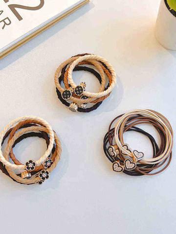 5-pack ~ Brown High Elastic Hair Band