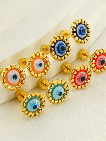 Eye Polishing Plating Stainless Steel 18K Gold Plated Ear Studs