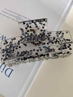 Transparent Sequin Heart Square Hairpin