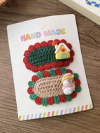 Knitted Santa Claus Snowman Hairpin