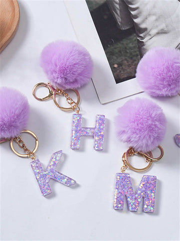 Letter purple hairball pendant