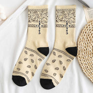 Long Tube Black and White Retro Waist Pattern Socks