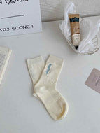 Letter Embroidered Minimalist Socks