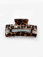 Leopard Print Square Hollow Hair Clip for Women