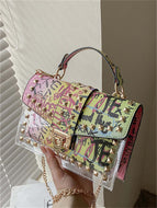 Graffiti Letter Square Bag Handle Clutch