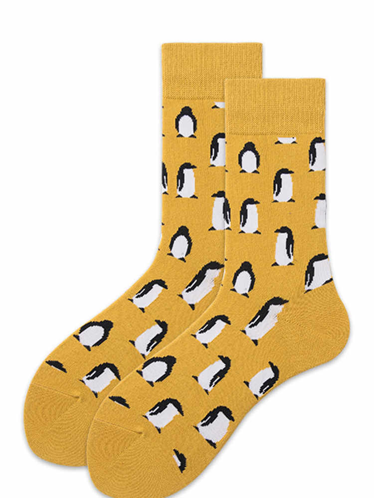 Penguin Yellow Cartoon Socks