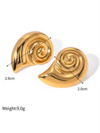 Conch shell Gold Statement Earrings - 18k Gold Plated