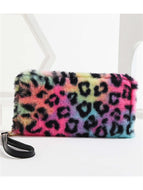 Pink Leopard Plush Tote Wallet