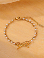 Women Alloy Elegant Pearl Wristband Fashion Jewelry