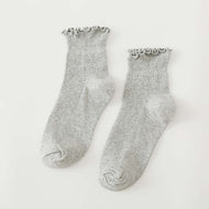 Ruffled Cuffed Low Top Socks Knitted Lace Socks