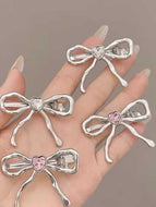 Silver Rhinestone Bow Hairpin