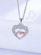 Silver Love Heart Pendant Necklace for Mom