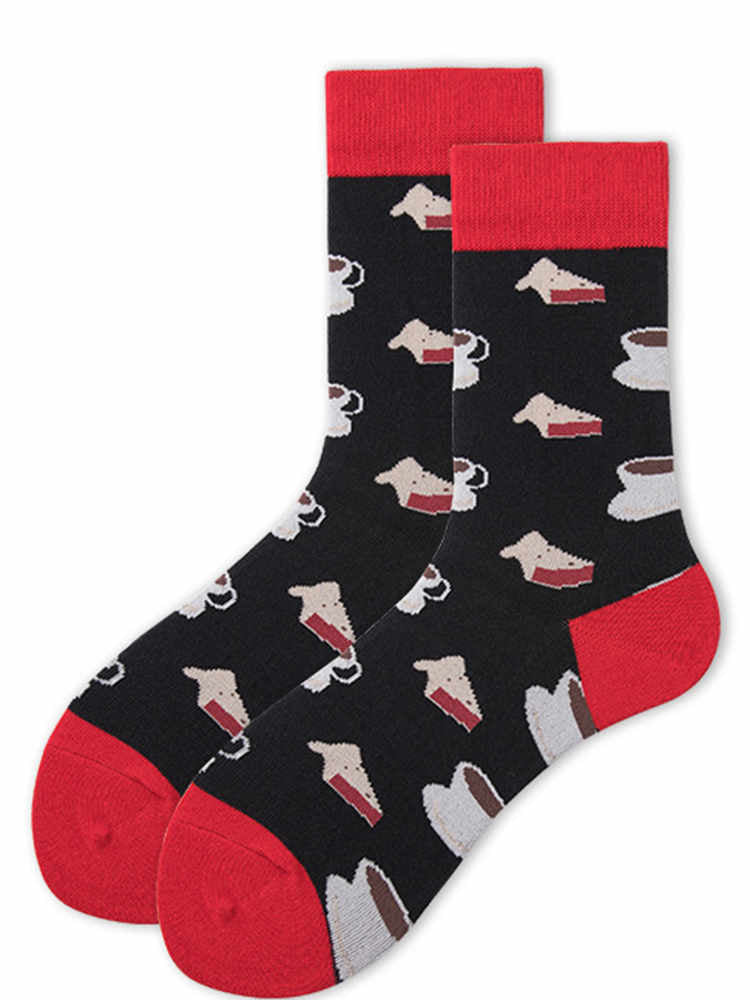 Creative Black Sandwich Print Socks