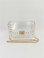 Crossbody Stadium Purse Gold Studs Clear Bag