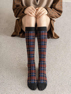 Women's Classic Geometric Check Calf Socks