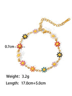 Gold Enameled Daisy Choker Necklaces Earring