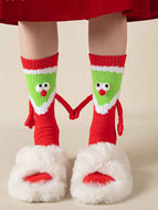 Santa Claus Red Cute Holding Hands Socks