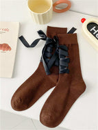 Womne Bow-tied Mid-leg Socks