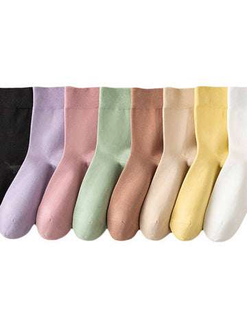 Women's Solid Color Mid-calf Socks