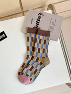 Versatile Checkerboard Women's Mid-calf Socks