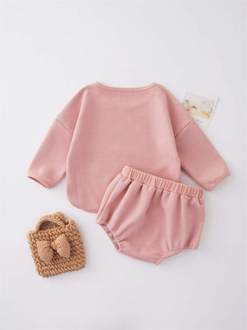 Girls' Long Sleeve Waffle Sweatshirt Briefs