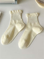 Lacework Solid Color Midtube Socks