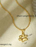 Gold Dog Paw Print Charm Pendant with Rolo Cable