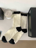 Black and White Color Block Women's Socks