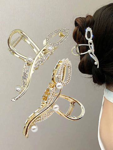 Pearl and Rhinestone Tulip Hairpin