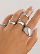 Geometric Metal Ring Set Vintage Rings