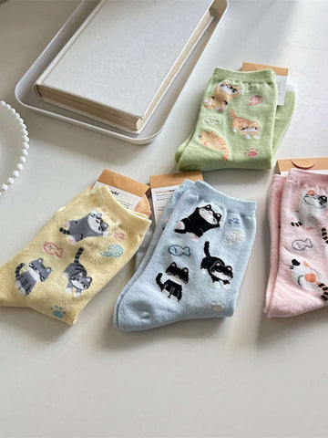 Women's Cat Mid-length Socks