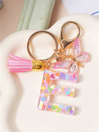 Butterfly Fringe Letter Key Chain