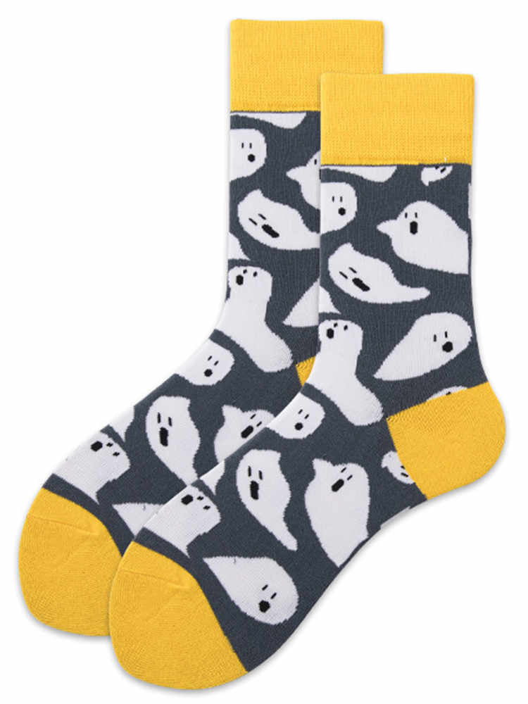 Grey Halloween Ghost Socks