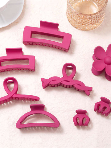 Eight-piece Set of Burgundy Hair Clips