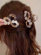 Flower Round Bead Rhinestone Hairpin