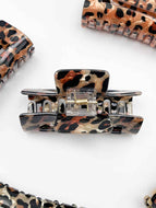 Leopard Print Square Hollow Hair Clip for Women