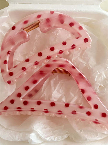 Pink Triangle Hairpin Polka Dot Clip