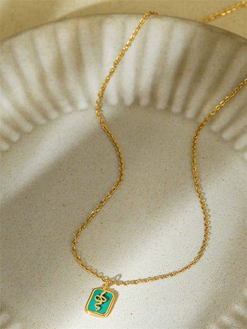 Gold-tone Necklace with Green Snake Pendant