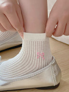 Solid Colored Socks with Embroidery Bows