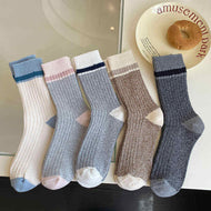 Colorblock Striped Chunky Knit Socks