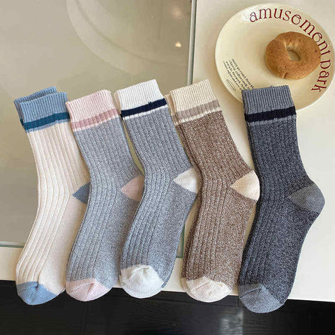 Colorblock Striped Chunky Knit Socks