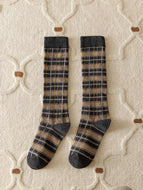 Women's Classic Geometric Check Calf Socks