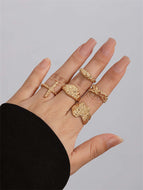 Geometric Metal Ring Set Vintage Rings